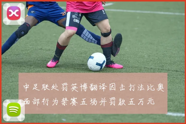 中足联处罚英博翻译因击打法比奥面部行为禁赛五场并罚款五万元